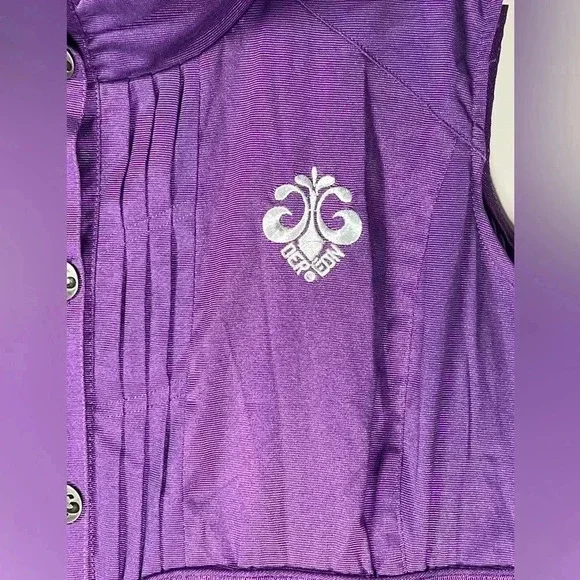 House of Dereon Sleeveless Belted Purple Dress Bubble Hem Pockets Womens Size 3X - Picture 4 of 15